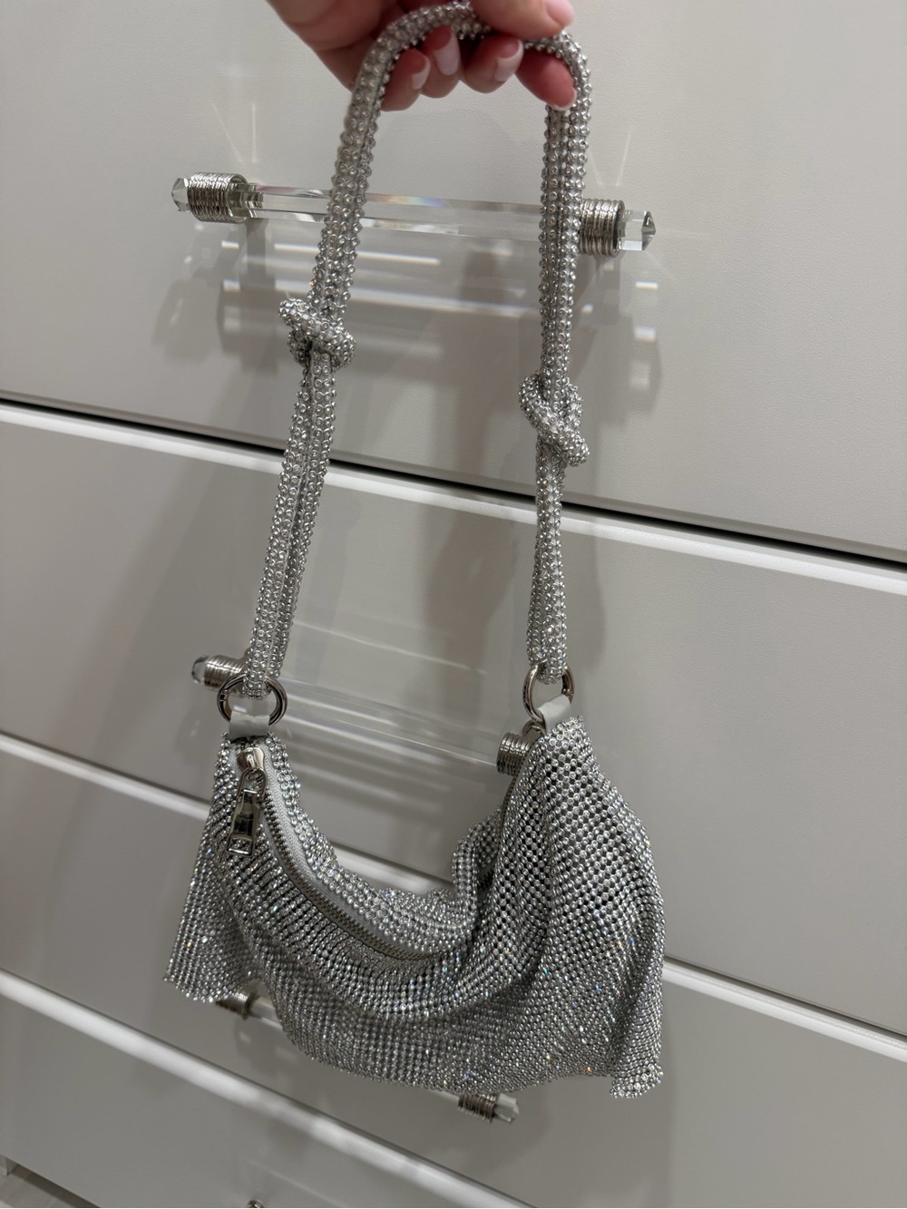 Silver Crystal Mesh Shoulder Bag - Picture 3 of 3